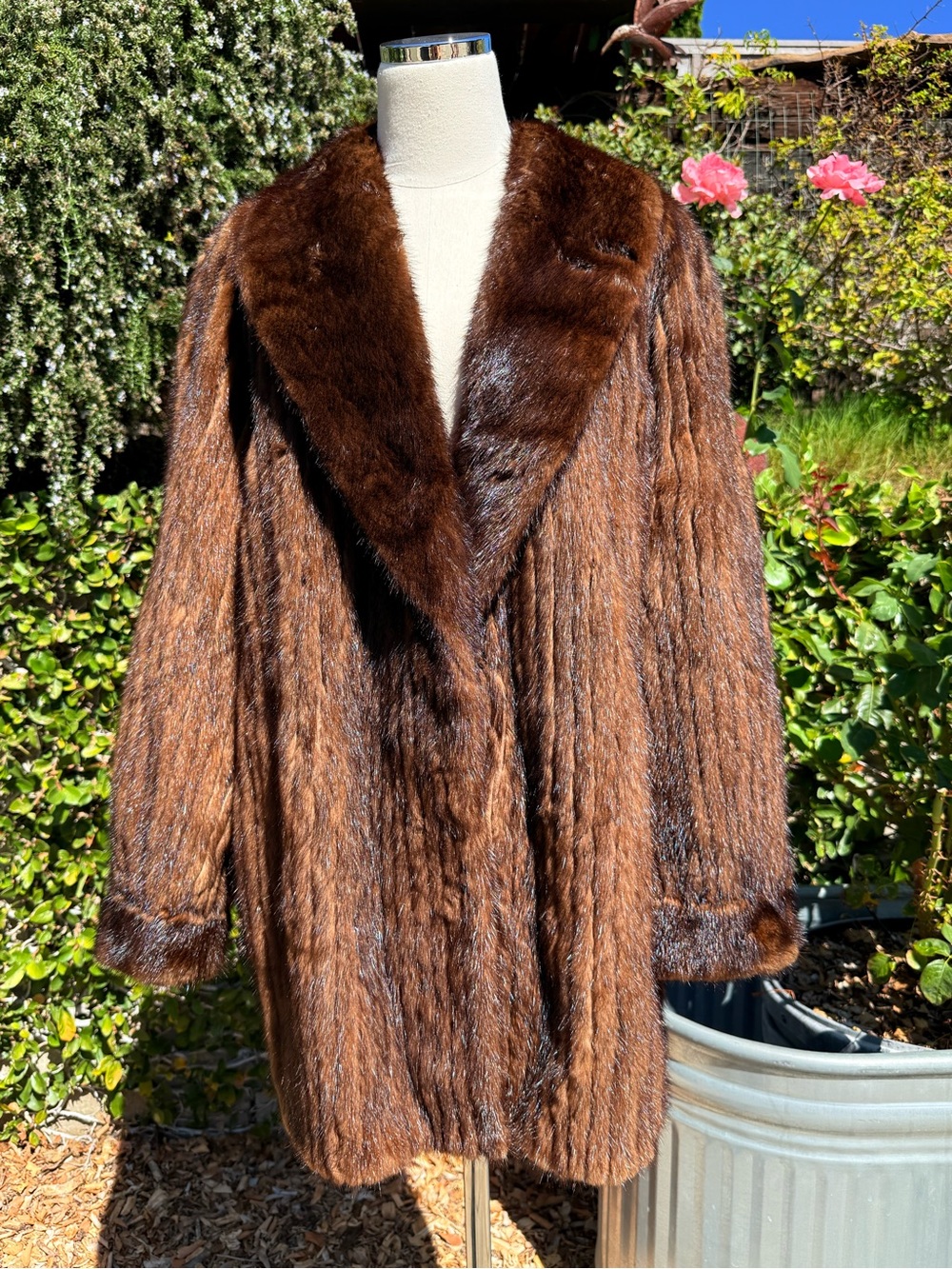 Vintage genuine mink fur long classic elegance coat